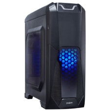 Корпус Miditower Exegate EVO-8201 Black-Blue light, ATX, <700NPX>, с окном, 2*USB+1*USB3.0, Audio
