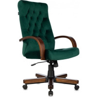 Кресло руководителя Бюрократ T-9928WALNUT/FABR/GN зеленый крестов. металл/дерево