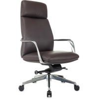 Кресло руководителя Бюрократ _VEGA коричневый кожа крестов. алюминий