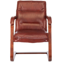 Кресло Бюрократ T-9927WALNUT-AV горчичный кожа полозья дерево