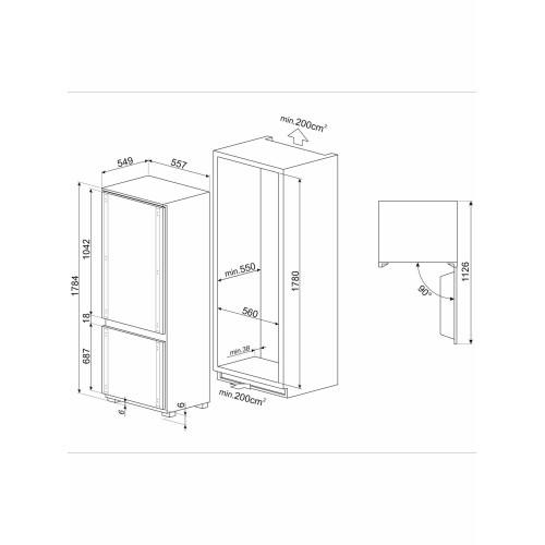 Встраиваемый холодильник Smeg C9174DN2D1