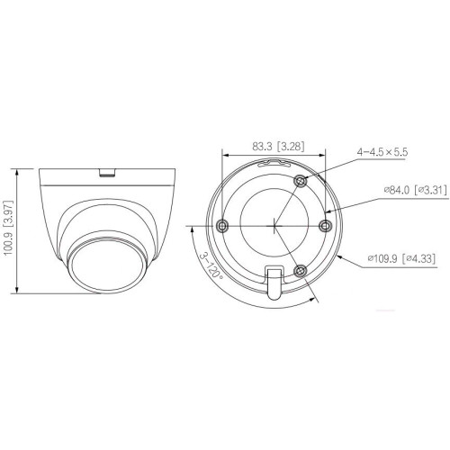 Видеокамера Dahua DH-IPC-HDW2249TP-S-IL-0360B уличная купольная IP-видеокамера 2Мп 1/2.7” CMOS объектив 3.6мм