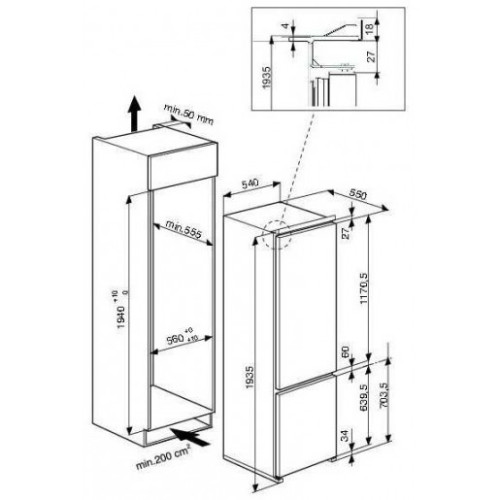 Встраиваемый холодильник Whirlpool ART 9811