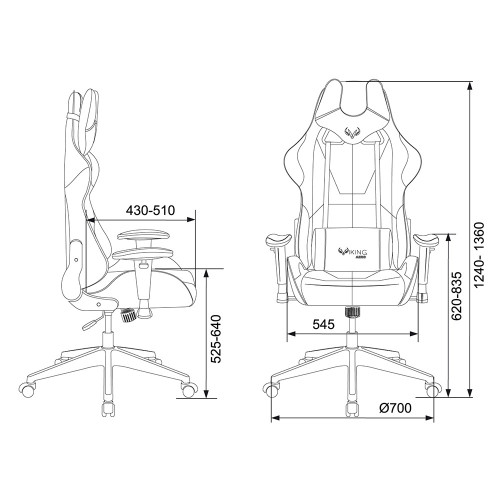 Игровое кресло Бюрократ VIKING 5 AERO WHITE черный/белый