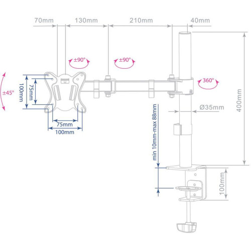 Кронштейн ARM MEDIA LCD-T12 черный