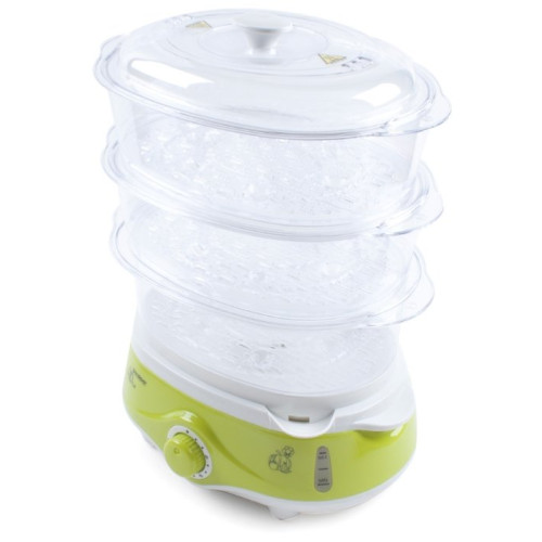 Пароварка Endever Vita-170, белый/серый, мощность 1000 Вт, объем 11 л, три уровня готовки, индикатор питания, контроль уровня воды, таймер с отключени