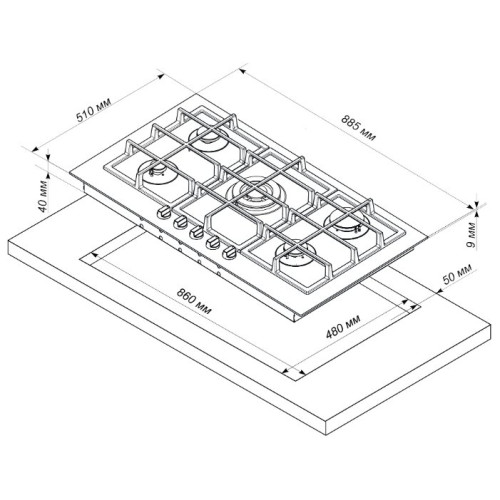 Варочная поверхность Electronicsdeluxe GG51130245F TC-000 черная стекло