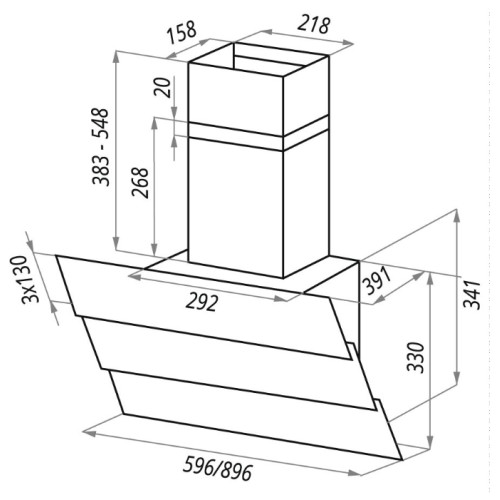 Вытяжка Maunfeld Cascada TRIO 90 WHITE