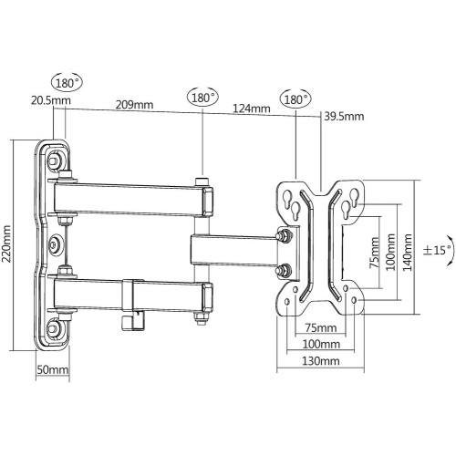 Кронштейн для телевизора Ultramounts UM968 черный 43"-105" макс.75кг настенный поворот и наклон