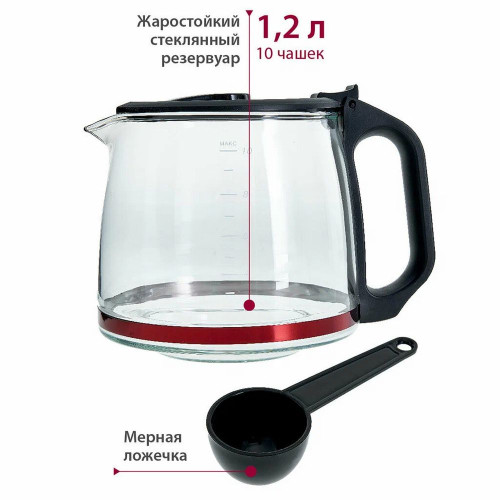 Кофеварка Delta LUX DL-8152 черная с красным
