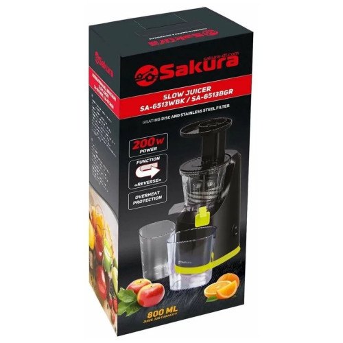 Соковыжималка Sakura SA-6513BGR чёрный/зелёный