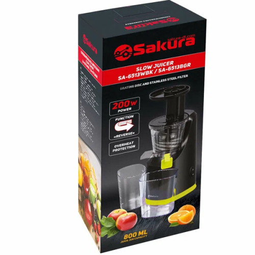 Соковыжималка Sakura SA-6513BGR чёрный/зелёный
