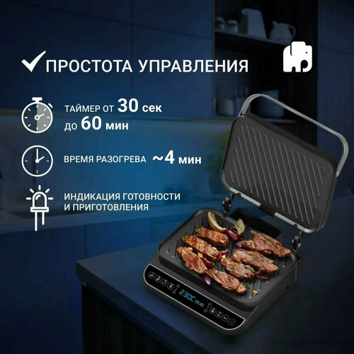 Электрогриль VIXTER ECG-1212 серебро/черный