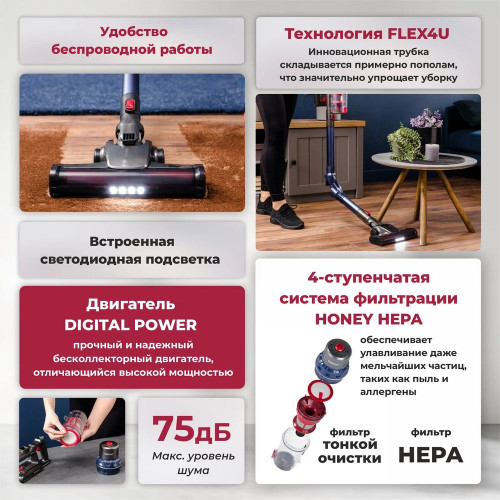 Пылесос вертикальный Zelmer STICK ZSVC925F Karol синий/серый
