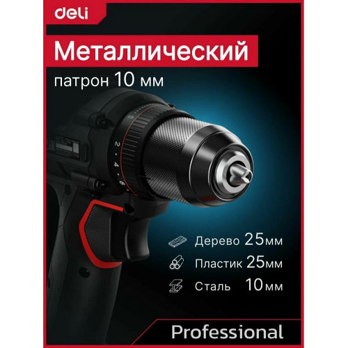 Дрель-шуруповерт Deli DE-DZ20-1, 20 В, 0 Ач, 50 Нм, бесщеточный