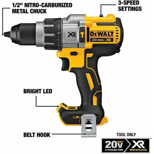 Дрель-шуруповерт DeWalt DCD996NT, 18 В, 0 Ач, 95 Нм, бесщеточный, ударный