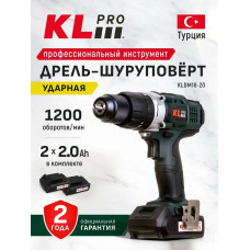 Дрель-шуруповерт Klpro KLDM18-20, 18 В, 2 Ач, 40 Нм, щеточный, ударный