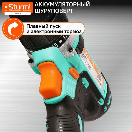 Дрель-шуруповерт Sturm CD3614, 14 В, 2 Ач, 28 Нм, щеточный