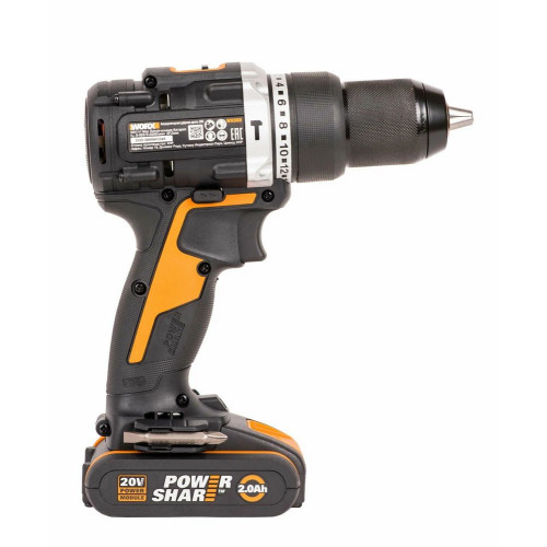 Дрель-шуруповерт Worx WX352, 20 В, 0 Ач, 60 Нм, бесщеточный, ударный