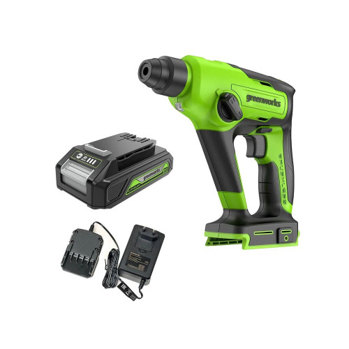 Перфоратор GreenWorks GD24SDS1K2, 24 В, 1,2 Дж, от аккумулятора