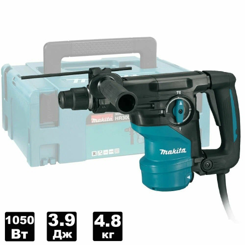 Перфоратор Makita HR3001CJ, SDS-plus, 1050 Вт, 3,6 Дж, от сети