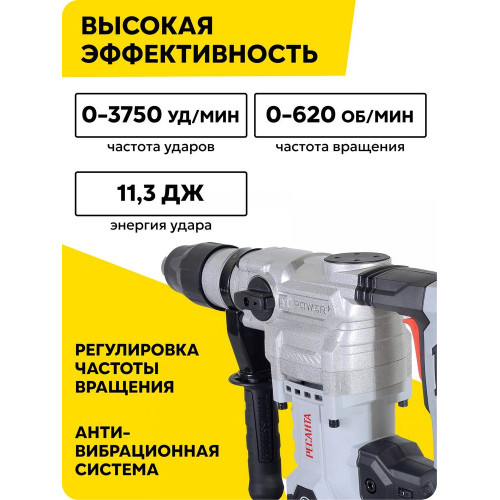 Перфоратор Ресанта П-40-1600КМ, SDS-Max, 1400 Вт, 5,2 Дж, от сети