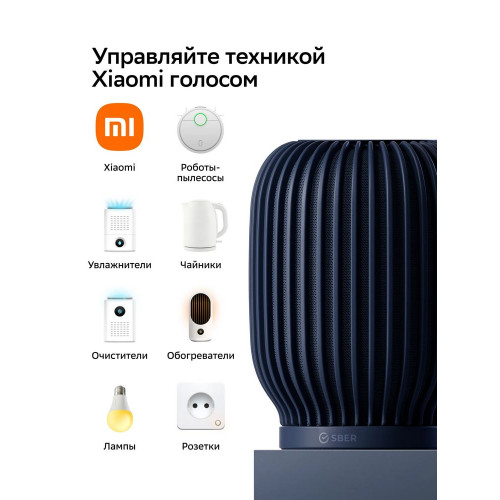 Умная колонка Sber SberBoom, 40Вт, стандартная, 1 динамик, Мультирум, Стереопара, Wi-Fi, Bluetooth 5.0, Салют, синий