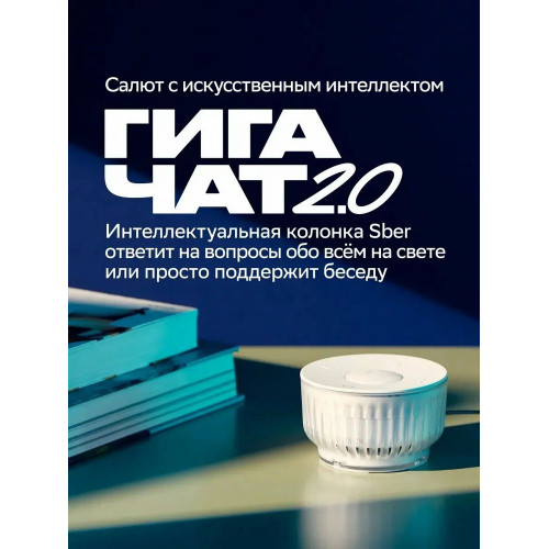 Умная колонка SBER Boom Mini 2, 5Вт, компактная, 1 динамик, GigaChat, Magnetic Sound, Мультирум, Детектор шума, Wi-Fi, Bluetooth 5.0, Салют, серый