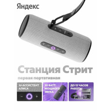 Умная колонка Яндекс Станция Стрит, 30Вт, компактная, 2 динамика, Wi-Fi, Bluetooth 5.0, Алиса, серый