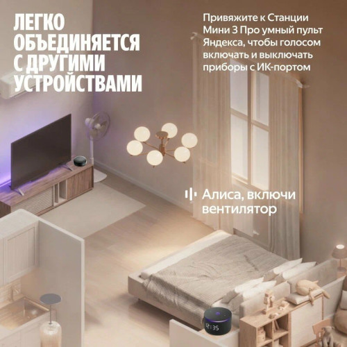 Умная колонка Яндекс Станция Мини 3 Про, 18Вт, компактная, 1 динамик, Алиса, Wi-Fi, Bluetooth 5.0, Zigbee, Matter, черный