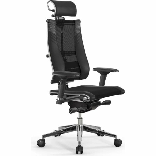 Кресло руководителя Метта Yoga 4DT B2-15D - YM93+Infinity+carbon черный сетка/кожа с подголов. крестов. алюминий хром
