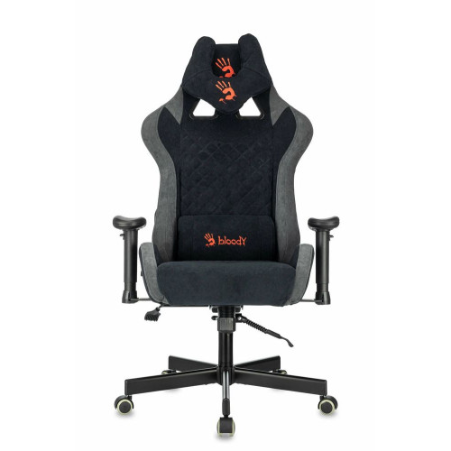 Кресло игровое эргономичное A4Tech BLOODY GC-580 GREY серый/черный искусственная замша с подголов. крестов.