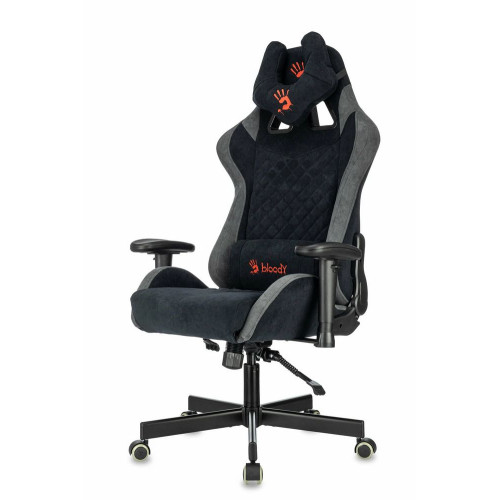 Кресло игровое эргономичное A4Tech BLOODY GC-580 GREY серый/черный искусственная замша с подголов. крестов.