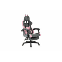 Кресло игровое Knight Kitty Fabric серый/розовый крестов. пластик