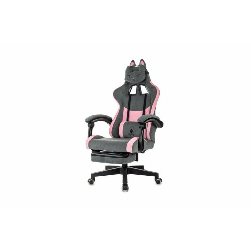 Кресло игровое Knight Kitty Fabric серый/розовый крестов. пластик