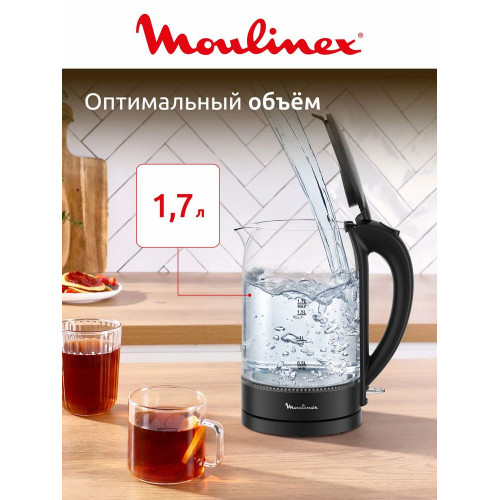 Чайник электрический Moulinex BY1S08F0 черный/прозрачный