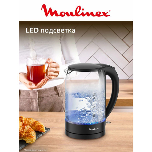 Чайник электрический Moulinex BY1S08F0 черный/прозрачный