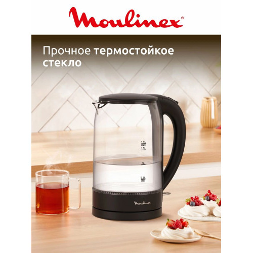 Чайник электрический Moulinex BY1S08F0 черный/прозрачный
